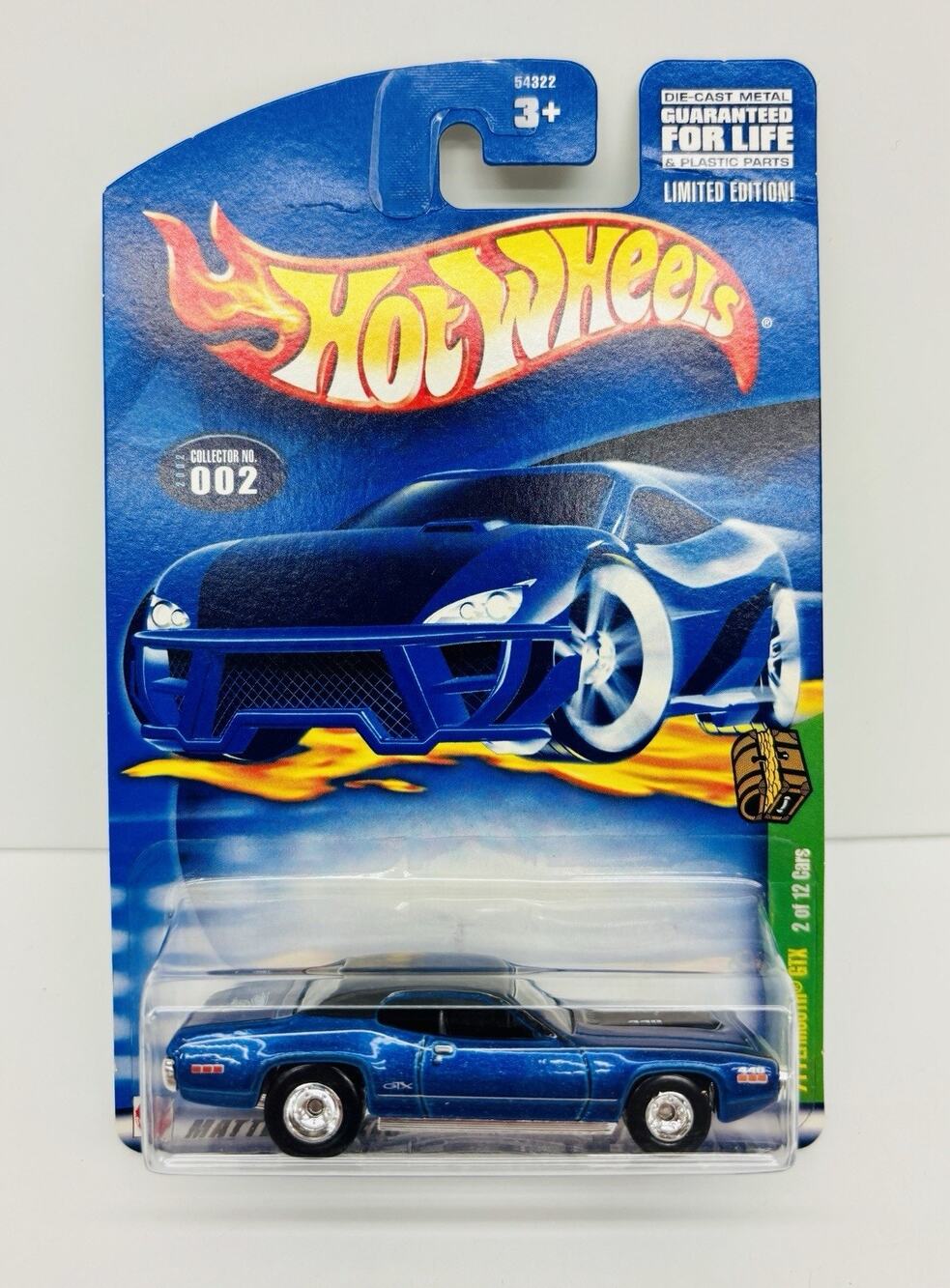 Hot Wheels '71 Plymouth GTX Blue 2002 Treasure Hunt #2 Of 12 w/ Protector